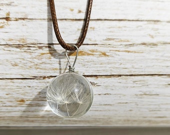 Dandelion Clear Glass Bead Pendant Taraxacum Necklace Preserved Flower Pendant Jewelry Making