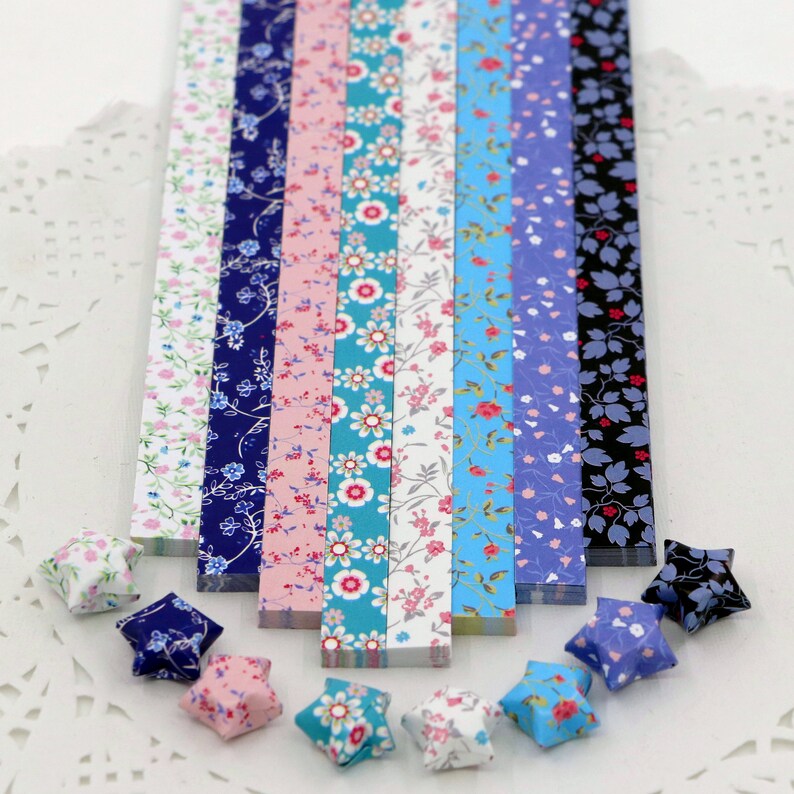 Origami Lucky Star Paper Strips Romantic Floral Mixed Designs - Etsy