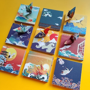 Confezione da 200 fogli di carta quadrata per origami in stile cinese tradizionale per progetti di carta origami - Carta di sfondo 9,5 cm x 9,5 cm