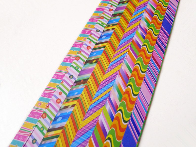 Origami Lucky Star Paper Strips Rainbow Striped and Floral Pack of 130 Strips