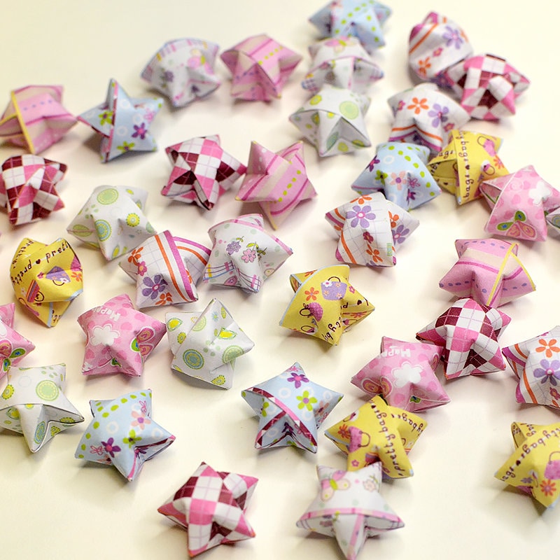 Origami Lucky Star Paper Strips Umbrella Mixed Designs Star