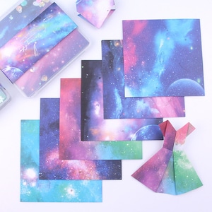 180 Sheets Galaxy Origami Square Paper Pack For Origami Paper Project - 9cm x 9cm Universe Background Paper