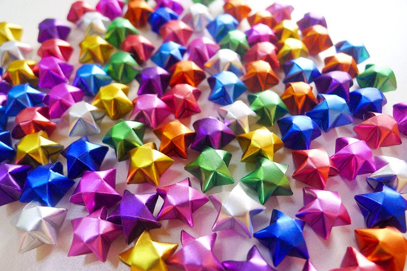 Gorgeous Jewel Tone Origami Lucky Stars-Metallic Wishing StarsHome DecorParty SupplyGift FillersConfettiEmbellishment