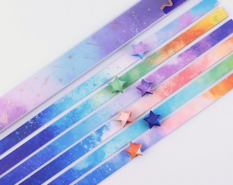 Gradient Galaxy Origami Lucky Star Paper Strips Star Folding Paper - Pack of 130 Strips