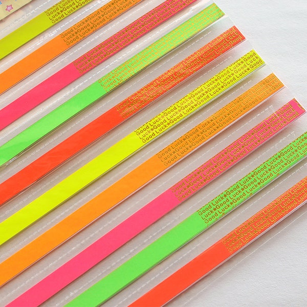 Fluorescent Colors Message Embossed Origami Lucky Star Folding Paper - Pack of 50 Strips