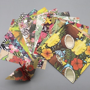 50 Sheets Double Sided Tropical Plants Origami Square Paper Pack For Origami Paper Project - 15cm x 15cm Background Paper
