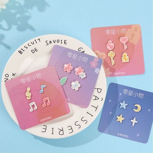 4 Pcs of Mini Embroidered Patches Self Adhesive Musical Notes Stars Sakura Applique Shoes Backpack Decorating Clothes Accessory