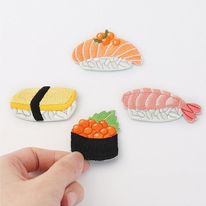 Sushi Food Embroidered Patches Self Adhesive Applique Shoes Backpack Decorating Clothes Accessory