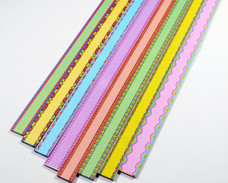 Geometric Mixed Design Origami Lucky Star Paper Strips Star Folding DIY Pack of 120 Strips