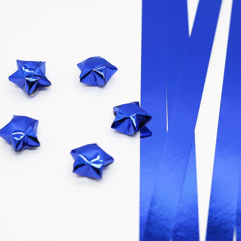 Sapphire Blue Origami Lucky Star Paper Strips Star Folding DIY - Pack of 90 Strips image 1