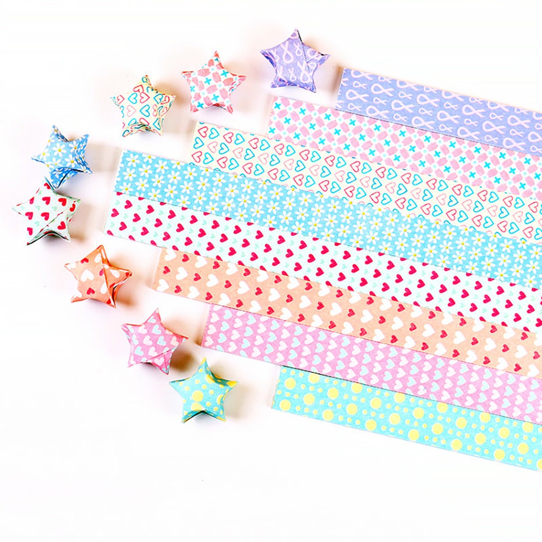 Origami Lucky Star Paper Strips Romantic Floral Mixed Designs Star