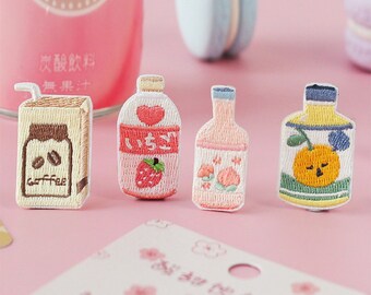 Beverage Embroidered Patches Self Adhesive Applique Shoes Backpack Decorating Clothes Accessory