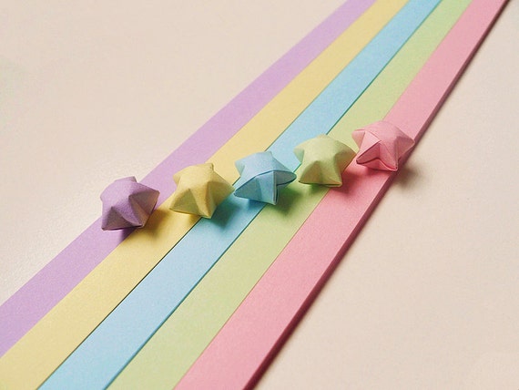 Pastel Mixed Origami Lucky Star Paper Strips Baby Shower Pack of 100 Strips  -  Israel