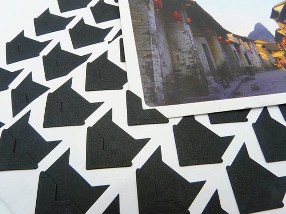 Black Photo Corners Stickers 3 Sheets 72pcs Scrapbooking Etsy