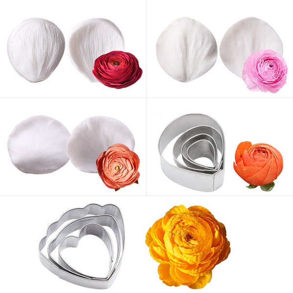 Buttercup Petal Veiner Polymer Clay Molds Petal Cutter Set Sugar Craft Mold Cake Decorating