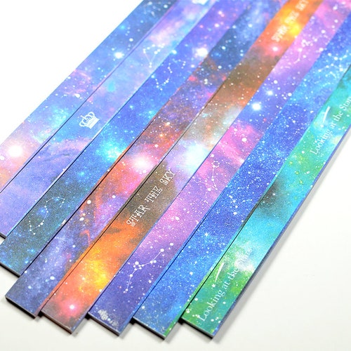Origami Lucky Star Paper Strips Pearlescent Checks Embossed | Etsy