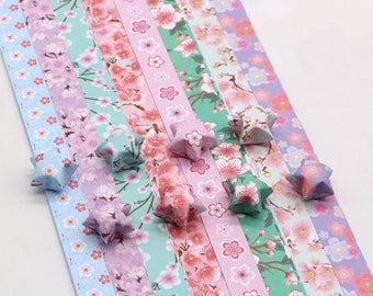 Cherry Blossom Origami Lucky Star Paper Strips Sakura Star Folding Paper - Pack of 130 Strips