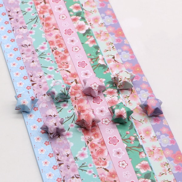 Kersenbloesem Origami Lucky Star-papierstroken Sakura Star-vouwpapier - pak van 130 stroken