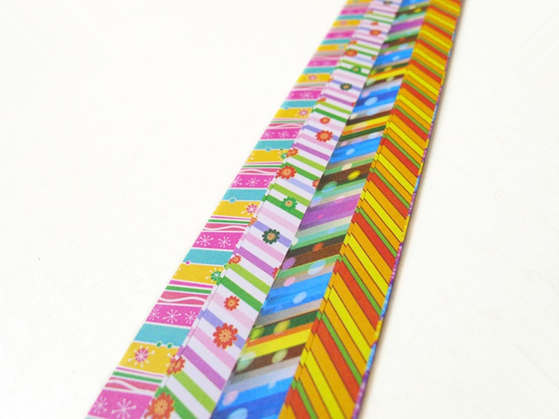 Origami Lucky Star Paper Strips Rainbow Striped and Floral Pack of 130 Strips