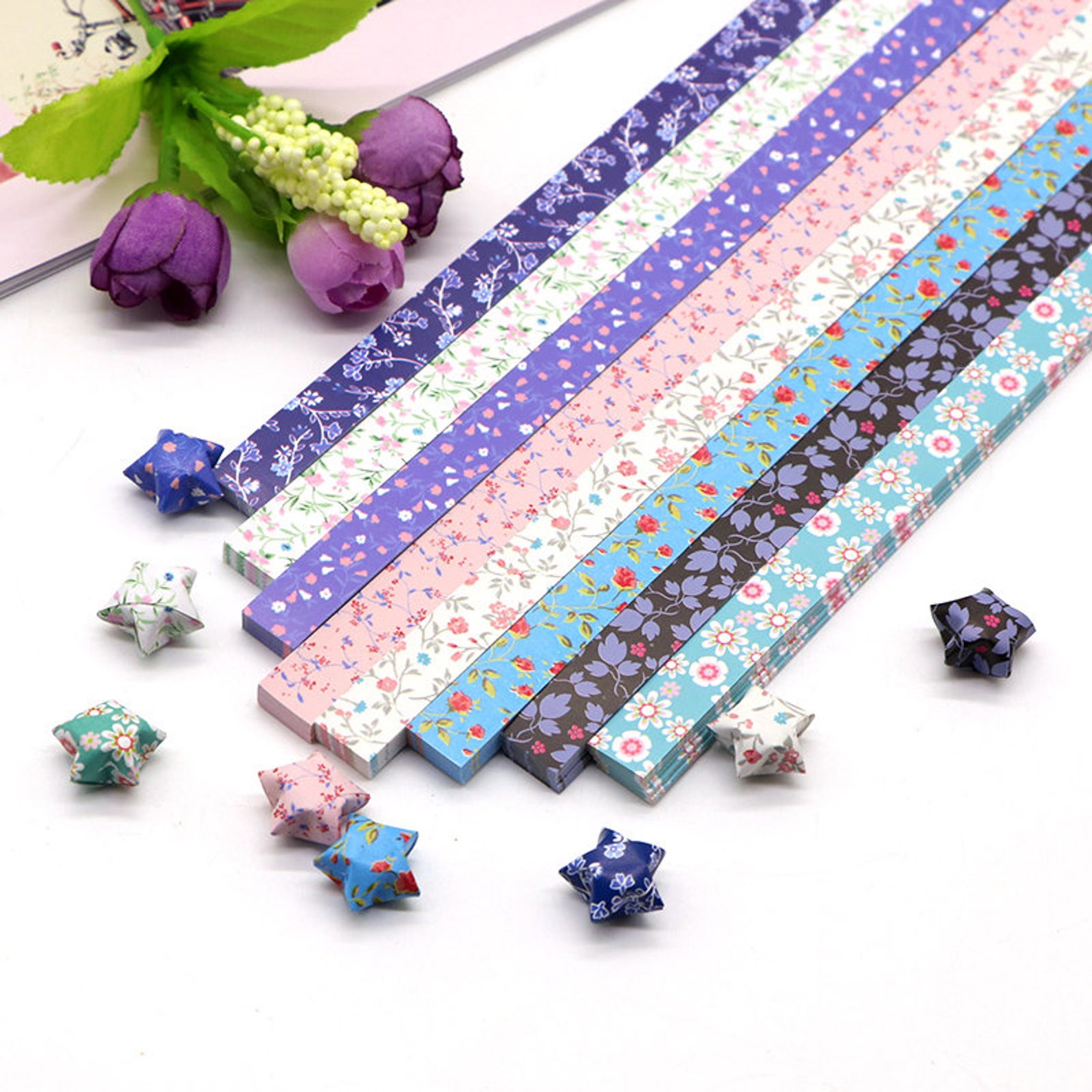 Origami Lucky Star Paper Strips Romantic Floral Mixed Designs Etsy Origami Lucky Star Paper Strips Romantic Floral Mixed Designs Etsy