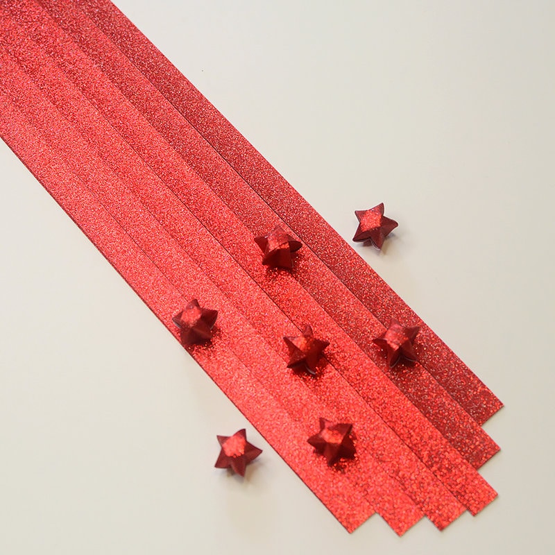 Red Fairy Dust Origami Lucky Star Paper Strips DIY - Pack of 80 Strips