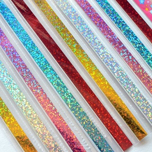 Holographic Glitter Origami Lucky Star Paper Strips Star Folding DIY - Pack of 50 Strips