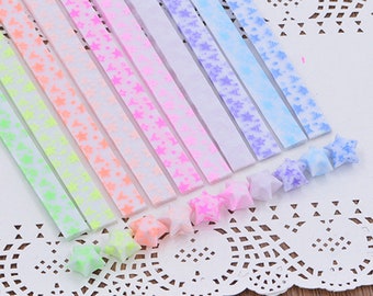 Tiras de papel de origami Lucky Star de 10 colores que brillan en la oscuridad (paquete de 210)
