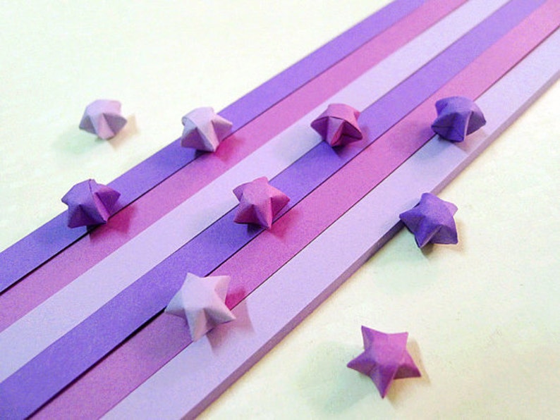 Origami Lucky Star Paper Strips Purple Mixed Star Folding DIY Etsy