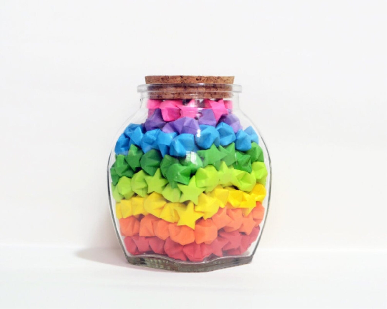 Glass Jar of Rainbow Origami Lucky Stars - Rainbow Star Jar - Etsy