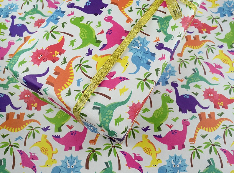 Cute Dinosaur Wrapping PaperBirthday Gift WrapBaby Shower Etsy