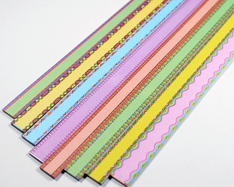 Geometric Mixed Design Origami Lucky Star Paper Strips Star Folding DIY Pack of 120 Strips