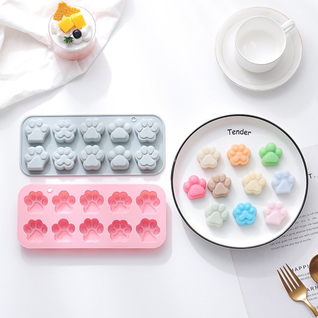 10 Cavities Paw Print Silicone Mold Ice Lattice Candy Mold Chocolate ...