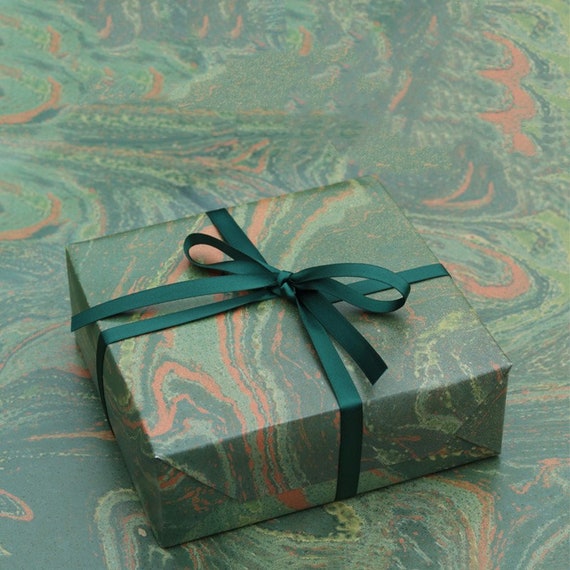 Green Sapphire Marble Wrapping Paper, 2 Sheets 20x27
