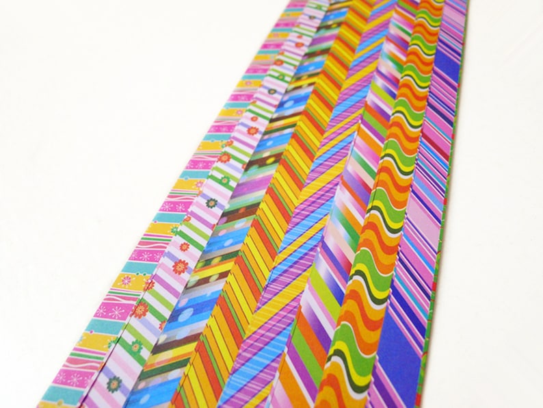 Origami Lucky Star Paper Strips Rainbow Striped and Floral Pack of 130 Strips