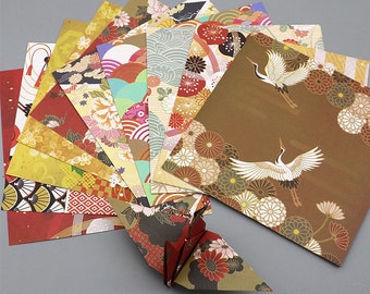 Paquet de 60 feuilles de papier origami carré recto-verso de style japonais pour projet de papier origami - Papier de fond aux motifs variés, 15 cm x 15 cm