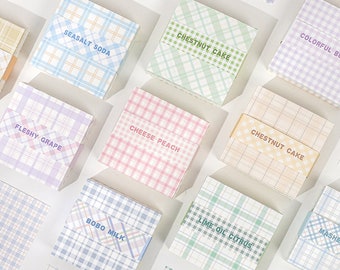 200 Sheets Pastel Checks Scrapbook Origami Square Paper Pack For Craft Project - 8cm x 8cm Plaid Background Paper Ver.2