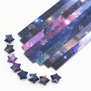 Strisce di carta con stella portafortuna Constellation, carta pieghevole a stella, confezione da 80 strisce