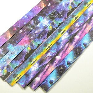 Bandes de papier origami forêt nocturne étoile porte-bonheur papier pliable étoile ciel étoilé - Lot de 80 bandes