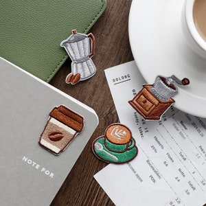 Coffee Embroidered Patches Coffee Sticker Self Adhesive Applique Shoes Backpack Decorating Clothes Accessory