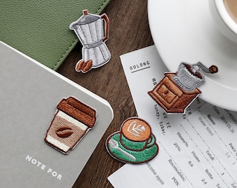Coffee Embroidered Patches Coffee Sticker Self Adhesive Applique Shoes Backpack Decorating Clothes Accessory