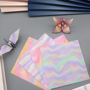 Confezione da 60 fogli di carta quadrata per origami con gradiente ondulato per progetti di carta origami - Carta di sfondo 15 cm x 15 cm