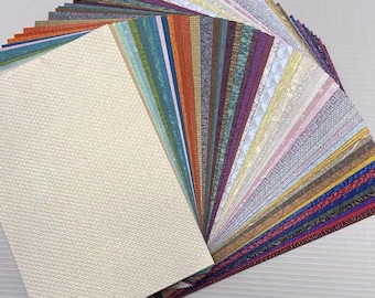 50 Sheets Pearlescent Embossed Assorted Pattern Paper Pack For Craft Project - Junk Journal Scrapbooking Ephemera Art Paper