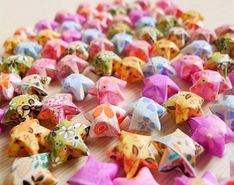 Flower Mixed Origami Lucky Stars-Floral Wishing Stars/Party Supply/Home Decor/Gift Fillers/Embellishment