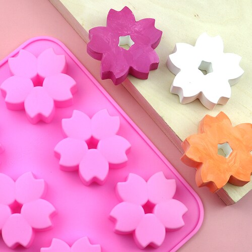 6 Cavities Cherry Blossom Silicone Mold Sakura Ice Lattice Soap Making Pudding Jelly Mold Cake Pop Craft Mold