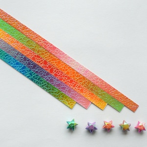 Gradient Rainbow Colors Origami Lucky Star Paper Strips - Pack of 90 Strips