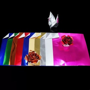 50 Sheets Jewel Tone Foil Origami Paper Pack for Origami Paper Project - 15cm x 15cm 20cm x 20cm