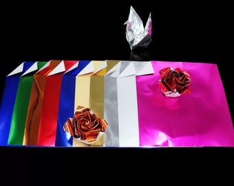 50 Sheets Jewel Tone Foil Origami Paper Pack for Origami Paper Project - 15cm x 15cm 20cm x 20cm