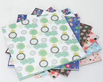 24 Sheets Gorgeous Floral Origami Square Paper Pack for Origami Paper Project - 15cm x 15cm