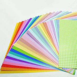 30 Sheets Polka Dots Stripes and Checks Origami Square Paper Pack For Origami Paper Project - Mixed Pattern Craft Paper