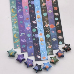 Planet Spaceship Origami Lucky Star Paper Strips Star Folding Paper - Pack of 120 Strips